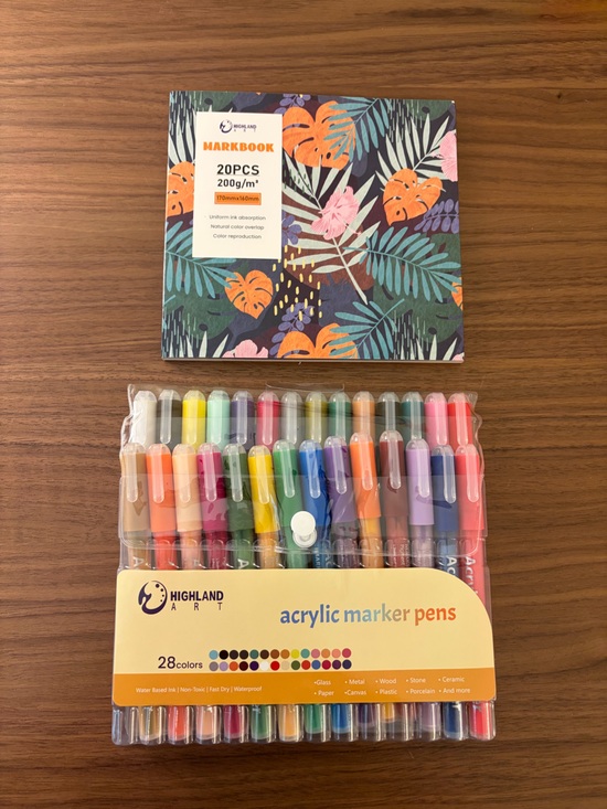 Other - Highland Art Acrylic Marker Pens - Multicolor 28pc + Floral Markbook